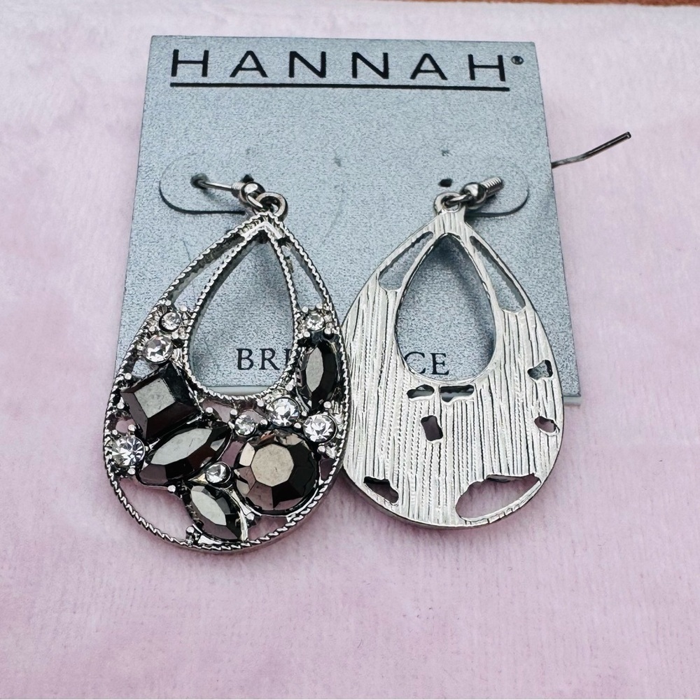 Hannah Brilliance Statement Teardrop Earrings Fish Hook Backing, New On Card - Picture 4 of 5